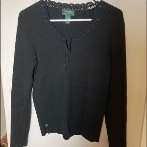 Lauren Black Sweater with Lace Detail